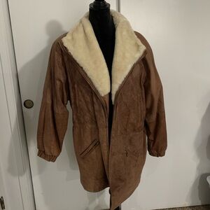 Genuine leather with faux fur coat size large